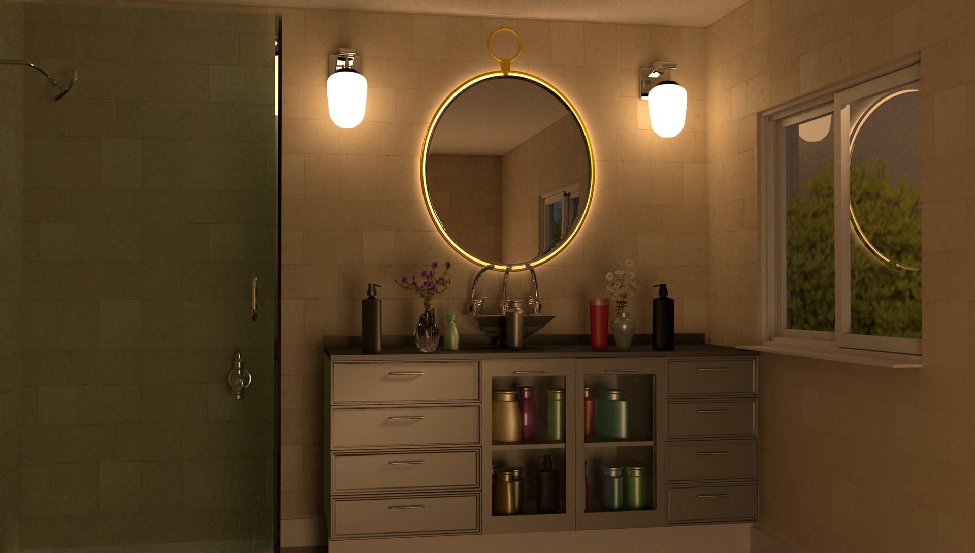 3d rendering illustration of bathroom scene